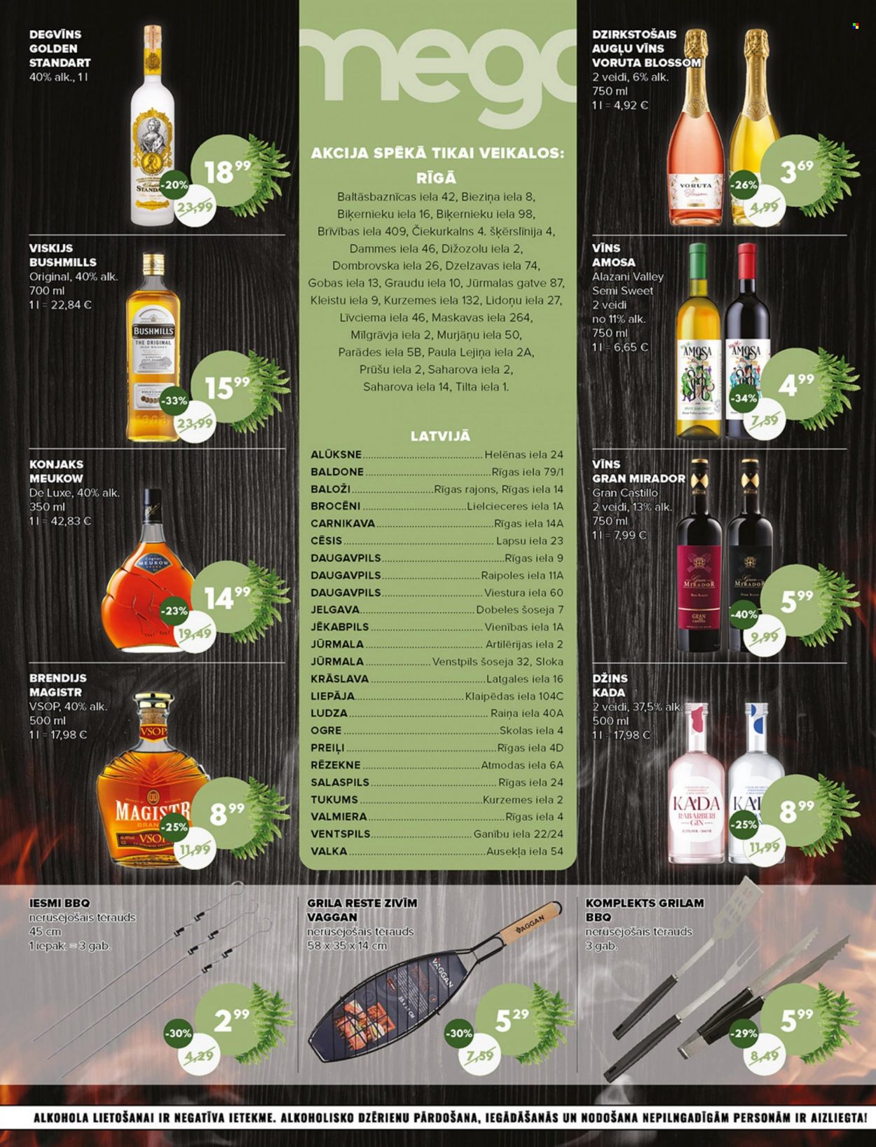 Mego buklets - 29.05.2023. - 25.06.2023. - Akcijas preces - brendijs, degvīns, džins, gin, vīns, viskijs, whiskey. 12. lapa.