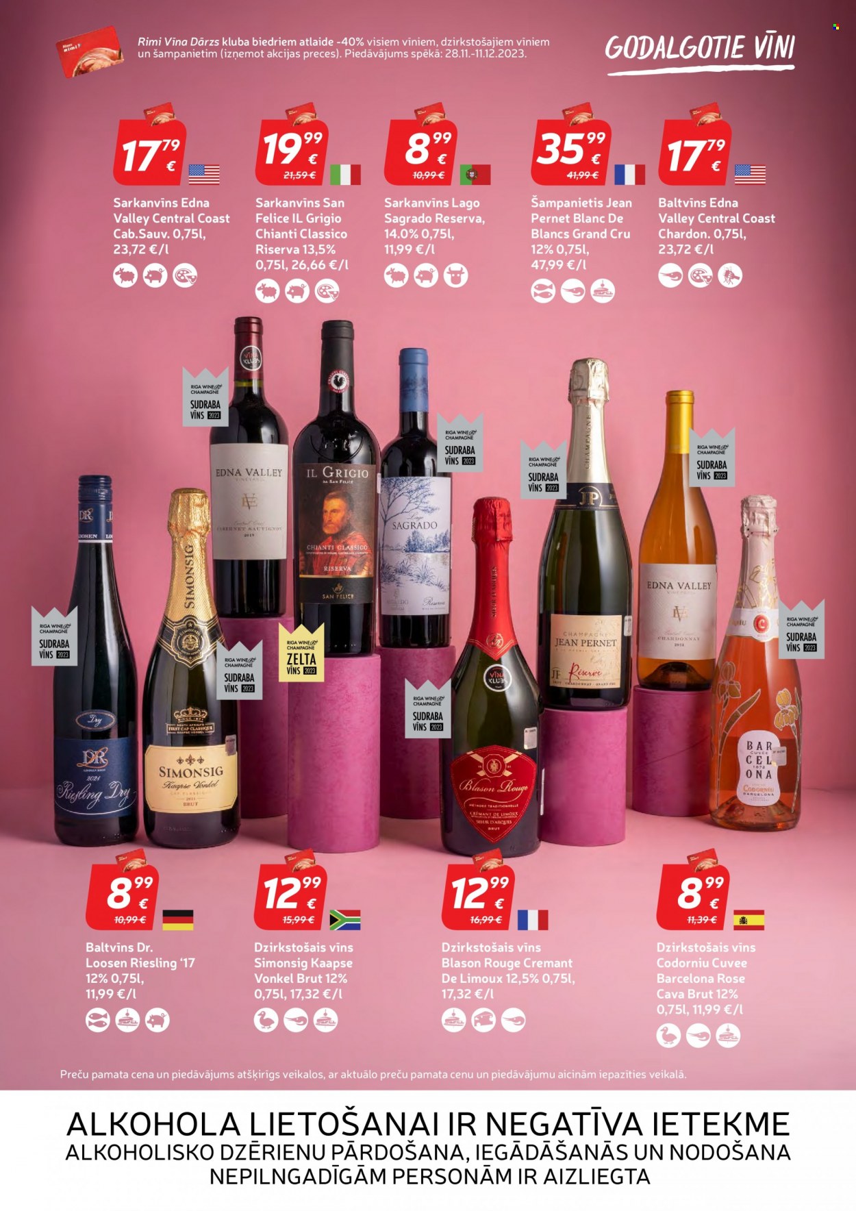 Rimi buklets - 14.11.2023. - 11.12.2023. - Akcijas preces - dzirkstošais vīns, Chianti, Riesling, vīns. 7. lapa.
