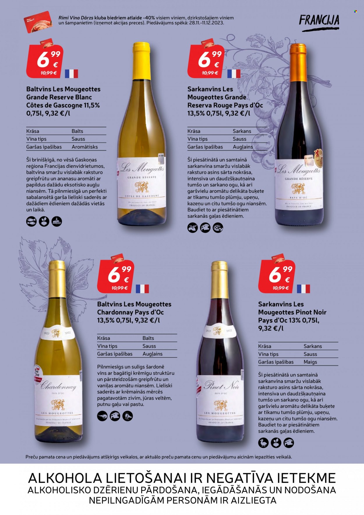 Rimi buklets - 14.11.2023. - 11.12.2023. - Akcijas preces - Chardonnay, Pinot Noir, vīns. 19. lapa.