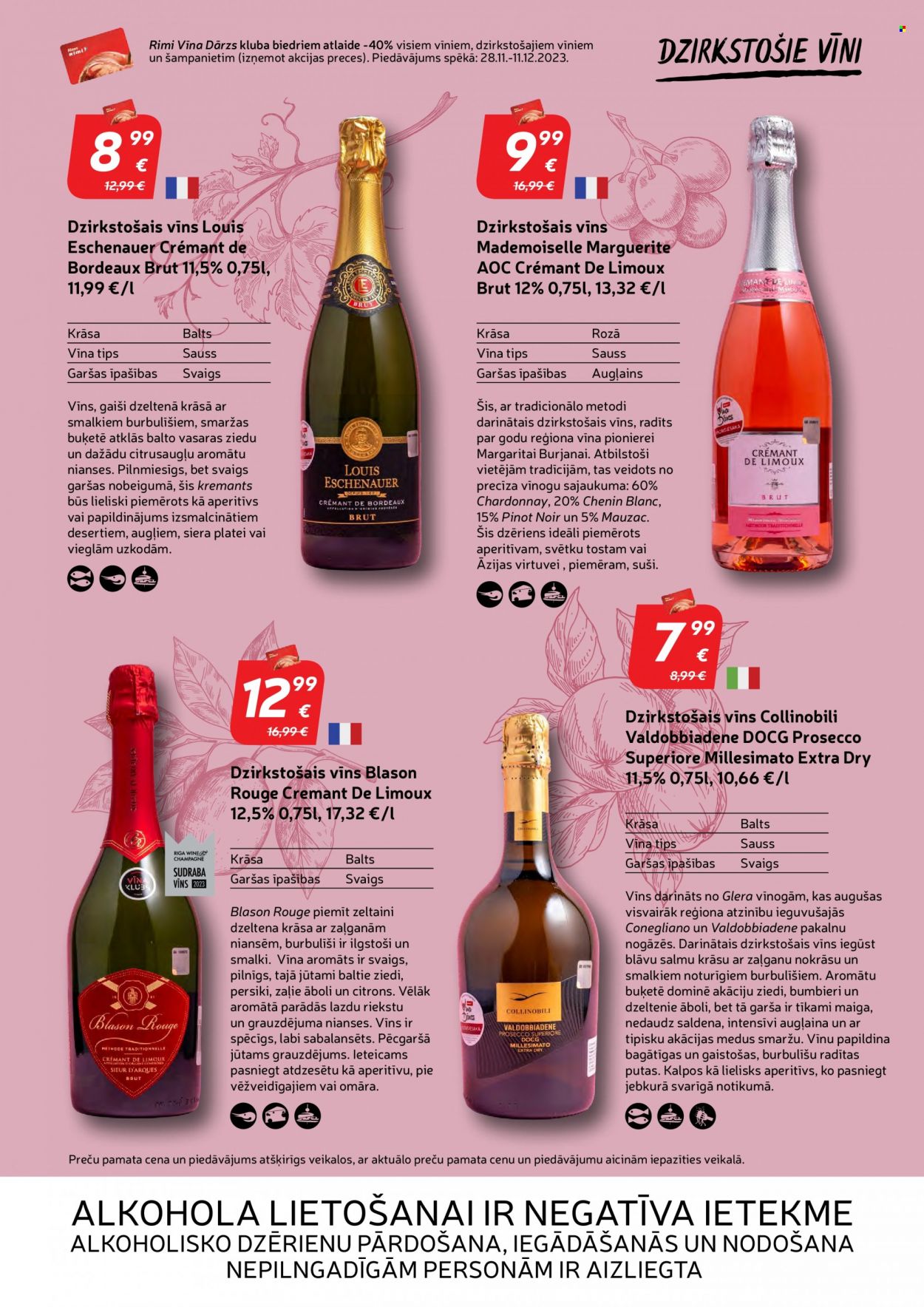 Rimi buklets - 14.11.2023. - 11.12.2023. - Akcijas preces - āboli, bumbieri, Bordeaux, dzirkstošais vīns, Chardonnay, Pinot Noir, Prosecco, vīns. 30. lapa.