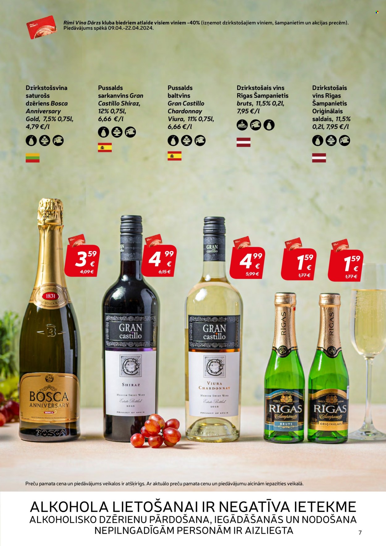 thumbnail - Rimi buklets - Akcijas preces - dzirkstošais vīns, Chardonnay, vīns, baltvīns, sarkanvīns. 7. lapa.
