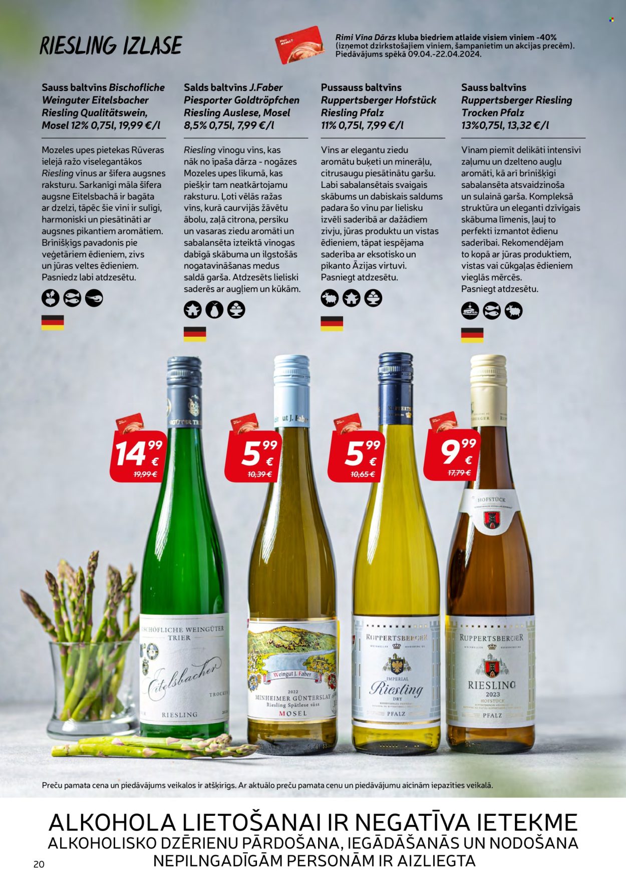 thumbnail - Rimi buklets - Akcijas preces - vinogas, medus, Riesling, vīns, baltvīns. 20. lapa.