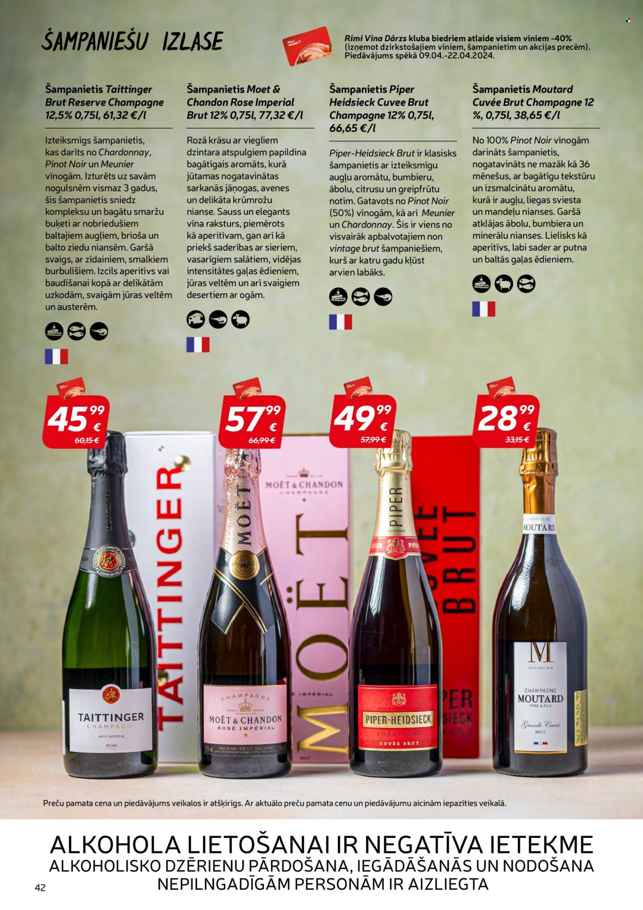 thumbnail - Rimi buklets - Akcijas preces - avenes, jāņogas, mandeļu, champagne, Chardonnay, Moët & Chandon, Pinot Noir. 42. lapa.