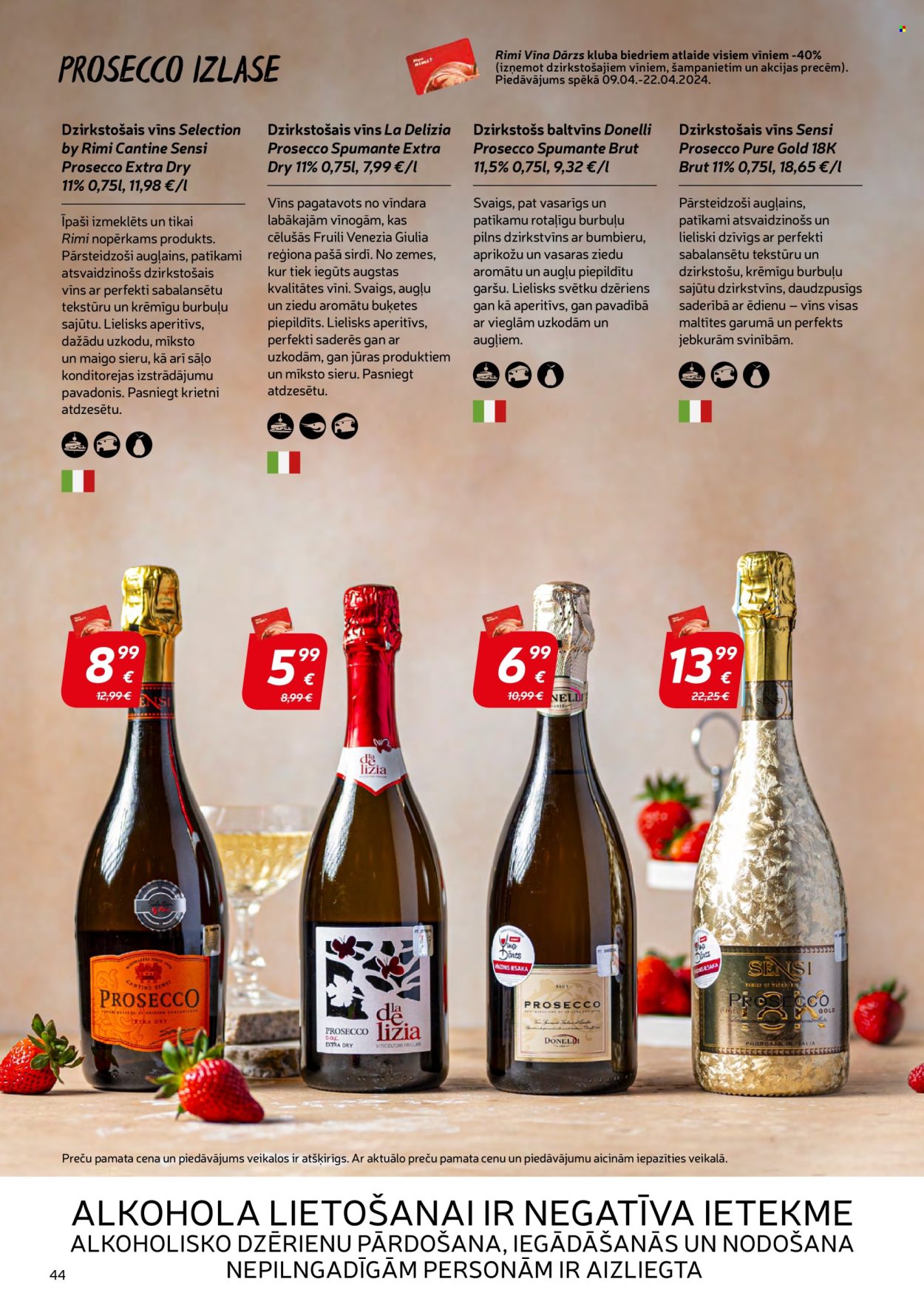 thumbnail - Rimi buklets - Akcijas preces - dzirkstošais vīns, Prosecco, vīns, baltvīns. 44. lapa.