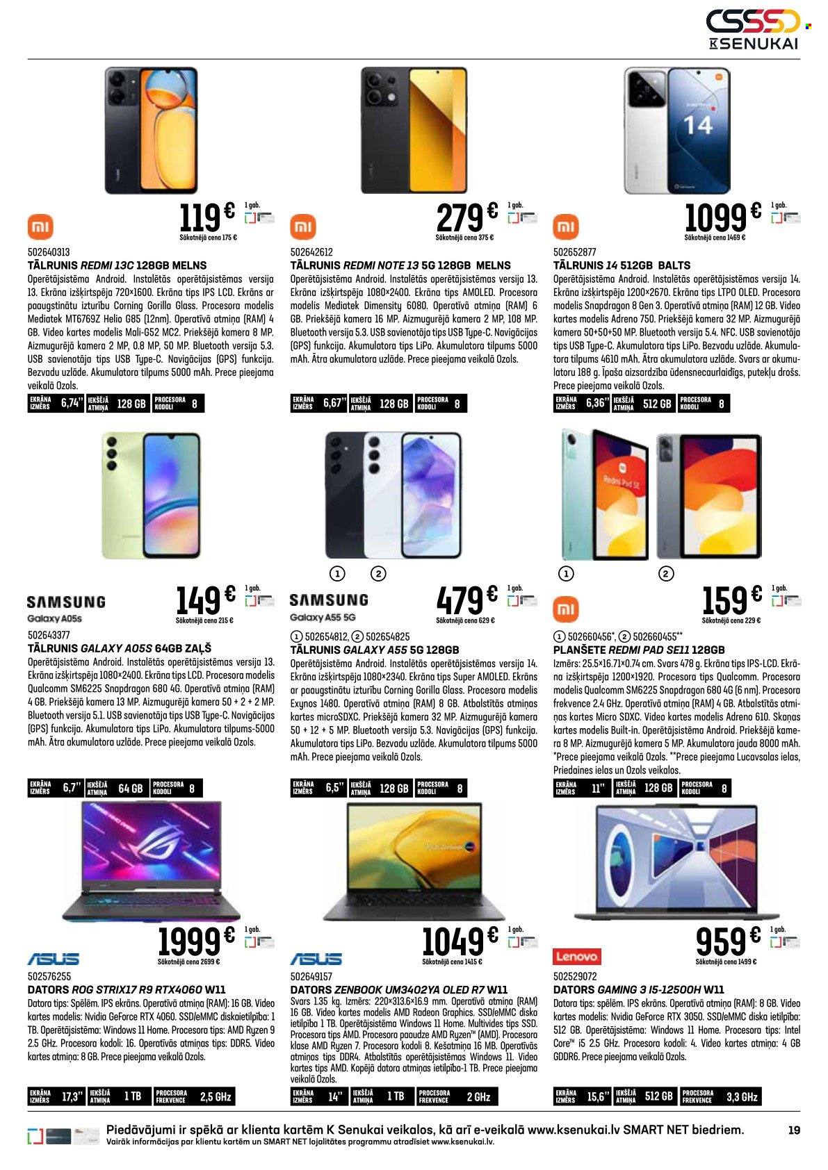 thumbnail - K-Senukai buklets - 10.04.2024. - 13.05.2024. - Akcijas preces - Asus, Samsung, Xiaomi Redmi, Samsung Galaxy, Lenovo, dators, kamera. 19. lapa.