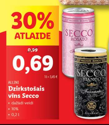 ALLINI Dzirkstošais vīns Secco