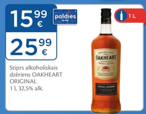 Stiprs alkoholiskais dzēriens OAKHEART ORIGINAL