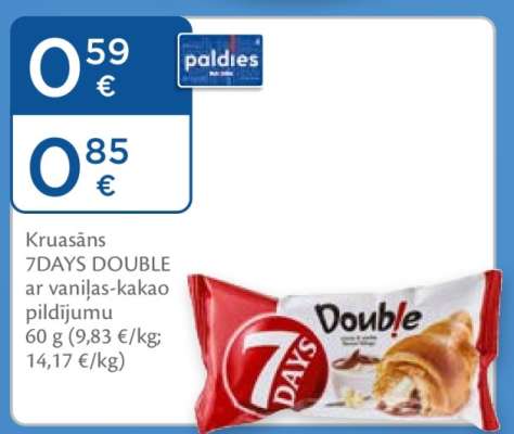 Kruasāns 7DAYS DOUBLE ar vaniļas-kakao pildījumu